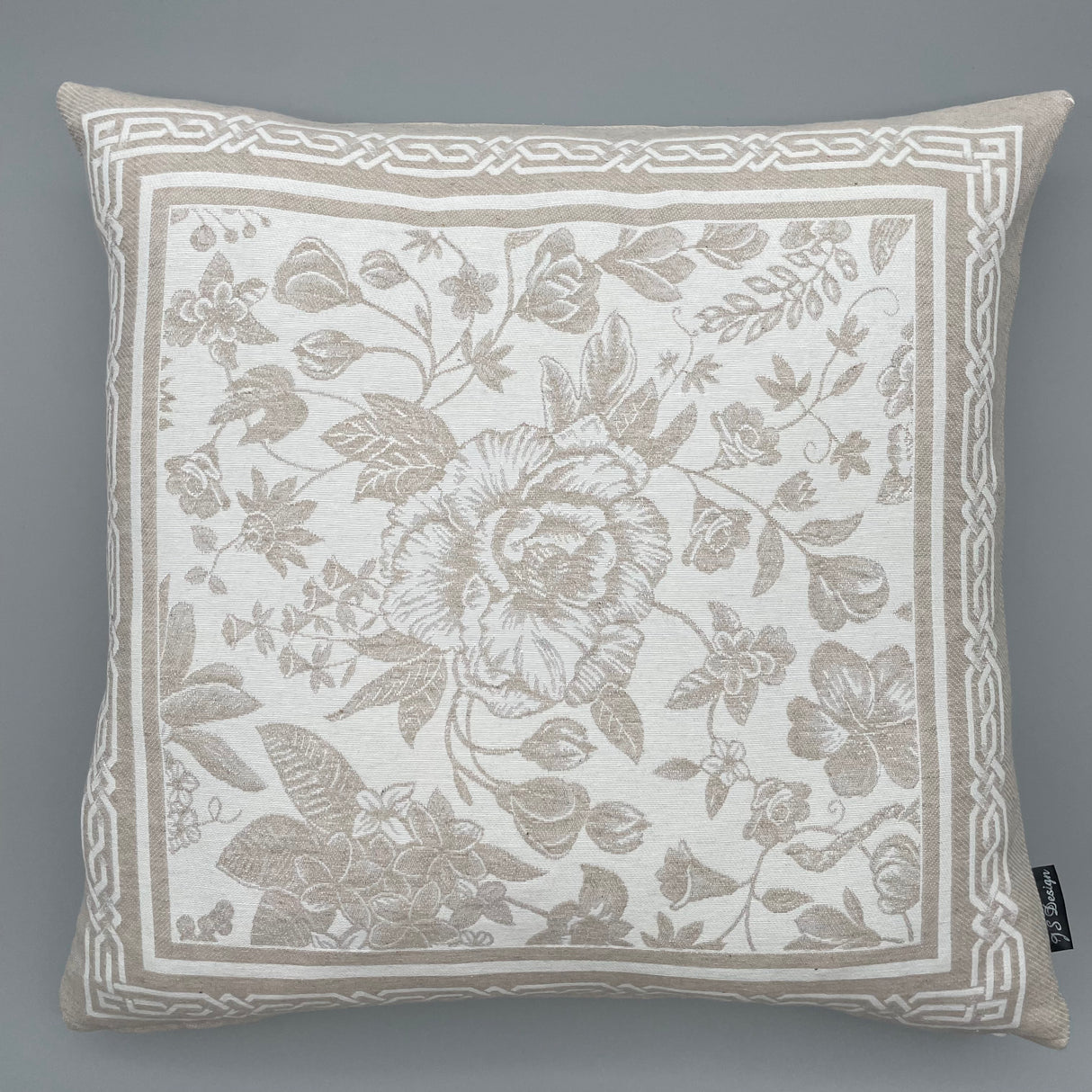 Kissenhülle "Jara beige" 45x45cm | Kissenbezug Blumenmuster von Wimpelberg