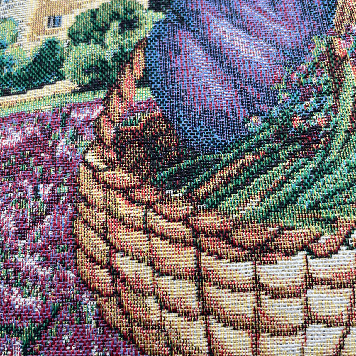 Kissenhülle Gobelin "Provence Strohhut" 45x45cm | Kissenbezug Frühling von Wimpelberg