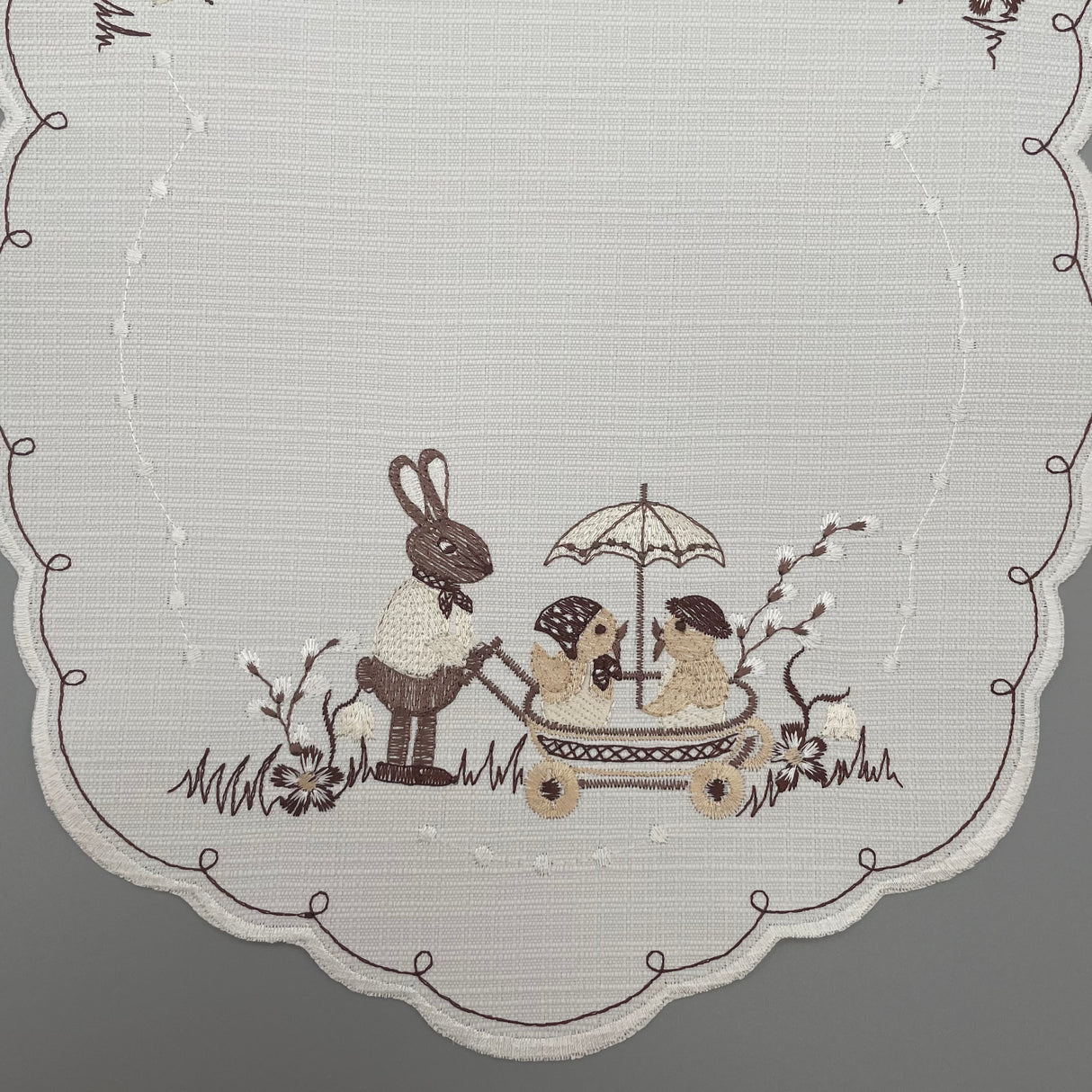 Läufer Osterhase mit Kinderwagen | Osterläufer von Wimpelberg