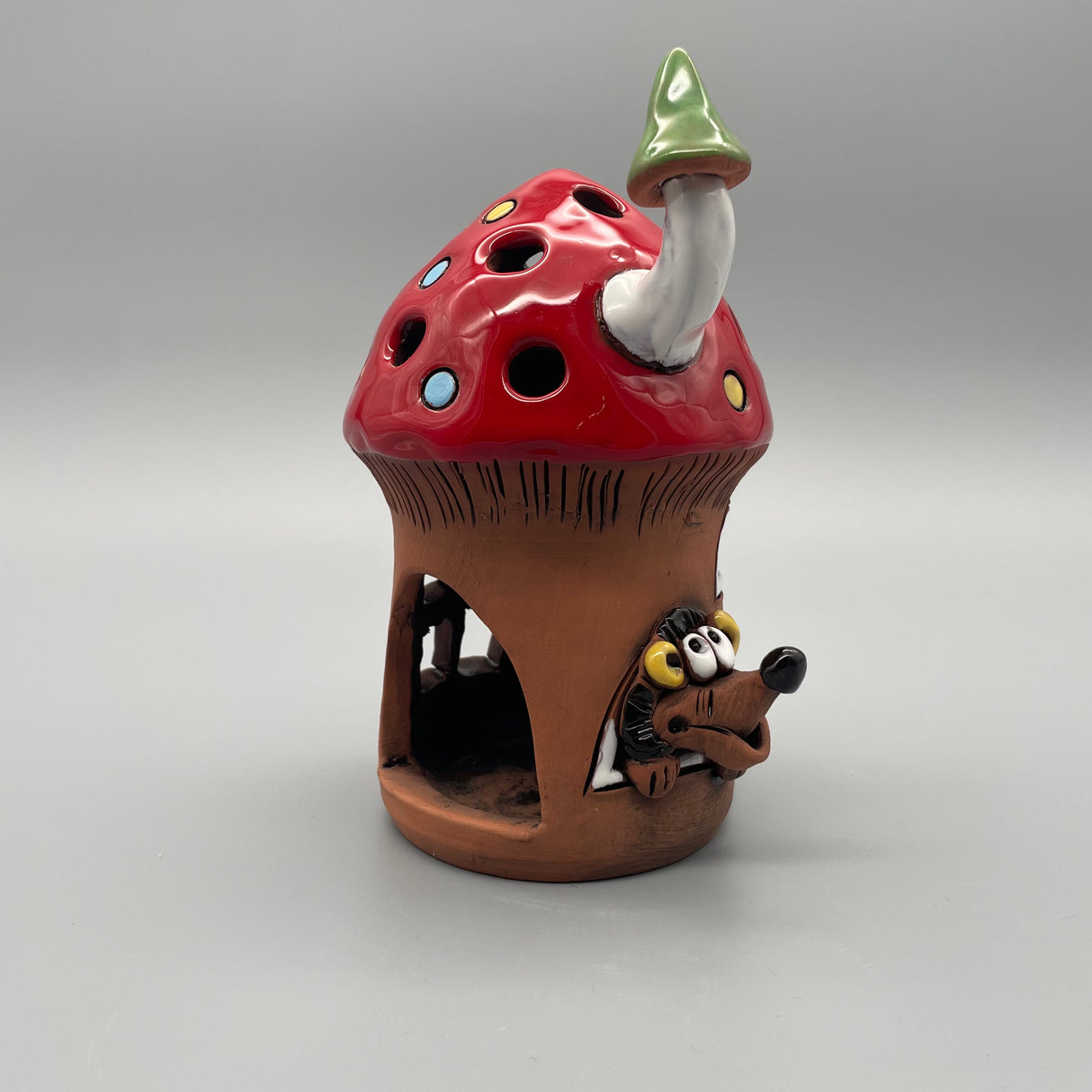 Teelichthaus mit rotem Dach & Igel von Wimpelberg