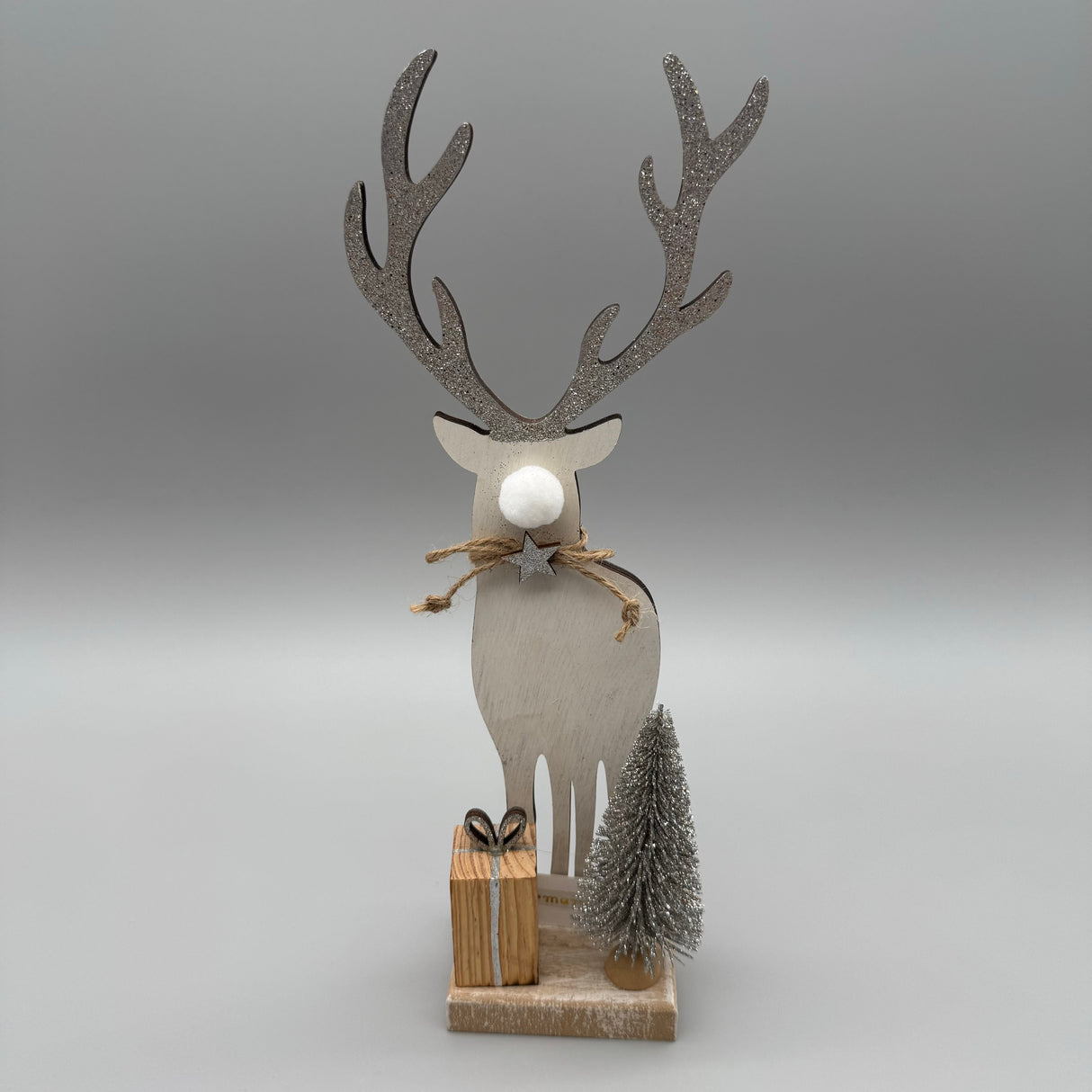 Deko-Hirsch aus Holz 30 cm – Natürliche Winterdekoration | Winterdeko Hirsch Geweih von Wimpelberg