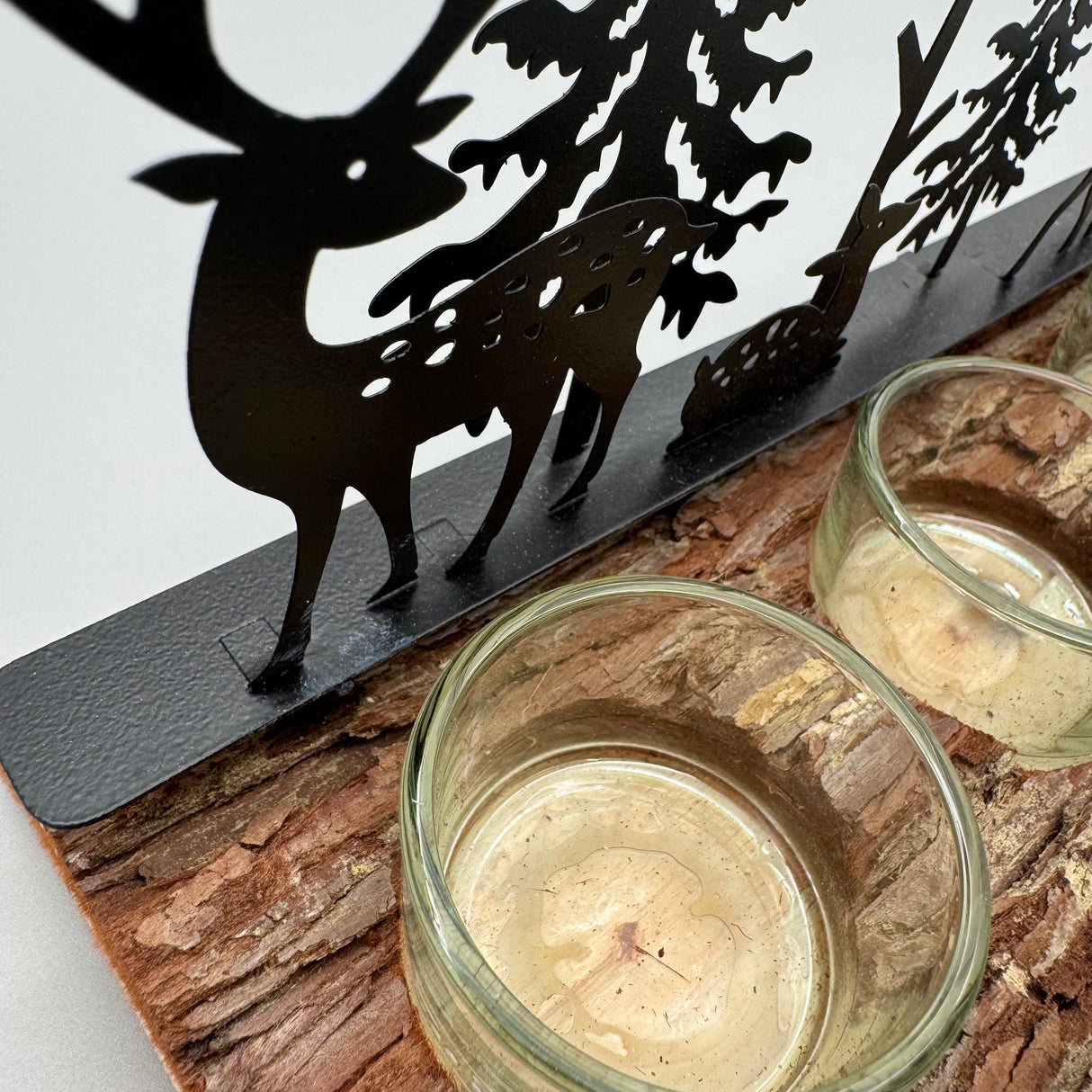 Tischleuchter 4-flammig 28x10 cm aus Holzrinde – Formano Winterdeko von Wimpelberg