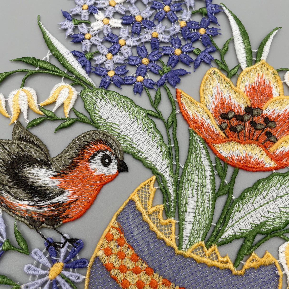 Fensterbild Osterei und Vogel farbig | Plauener Spitze | Fensterdeko Ostern von Wimpelberg