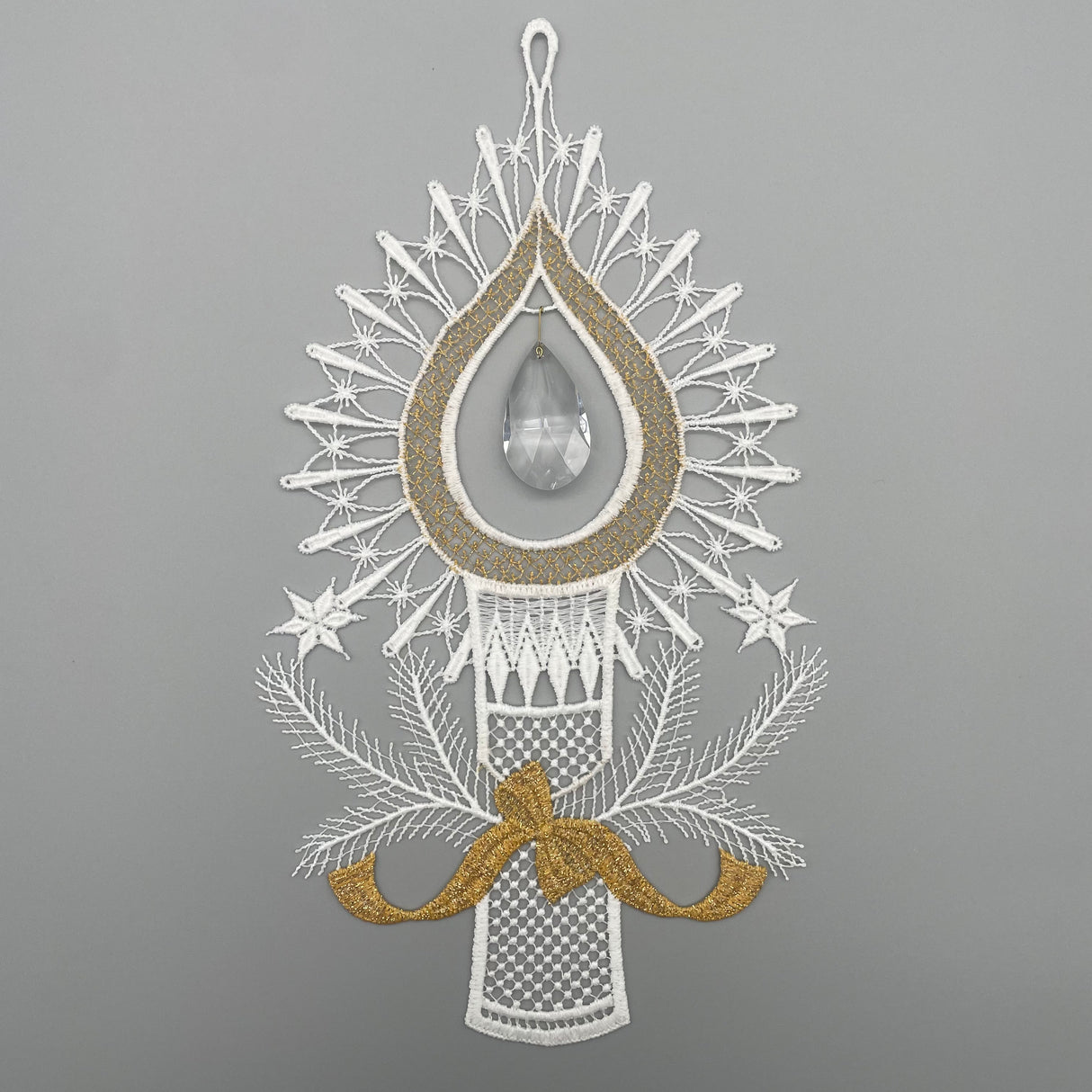 Fensterbild Weihnachten Plauener Spitze Kerze von Wimpelberg