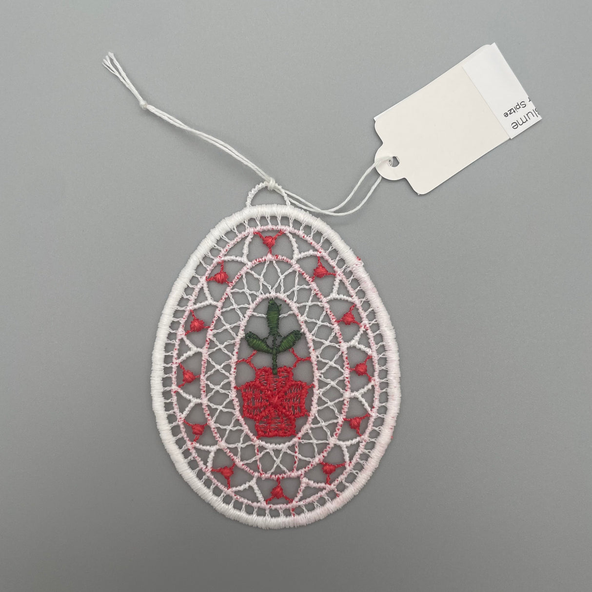 Plauener Spitze Fensterbild Ostern Osterei mit Blume rot von Wimpelberg