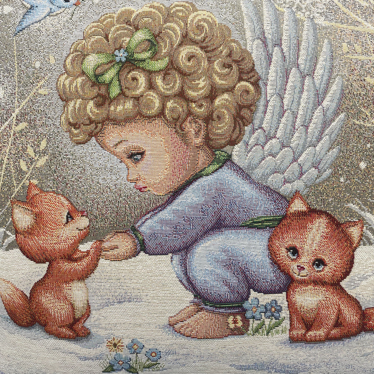 Kissenhülle Weihnachten 45x45 Gobelin – Engel mit Fuchs Weihnachten Kissenbezug von Wimpelberg