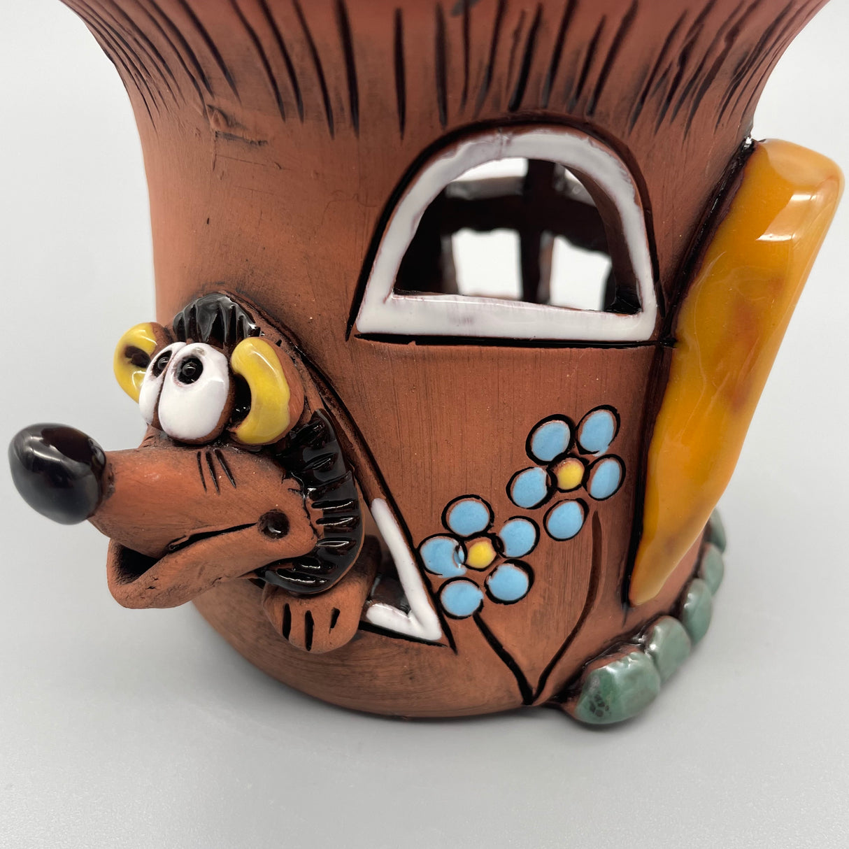 Teelichthaus mit rotem Dach & Igel von Wimpelberg