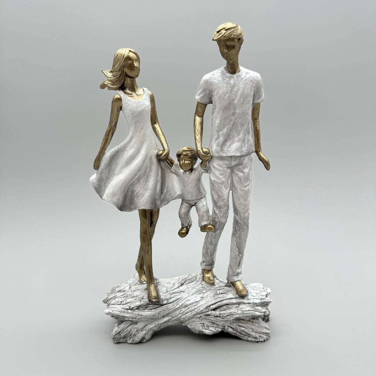 Familie aus Kunststein: 17x28 cm, Gold-Metallic, Handgefertigt von Wimpelberg