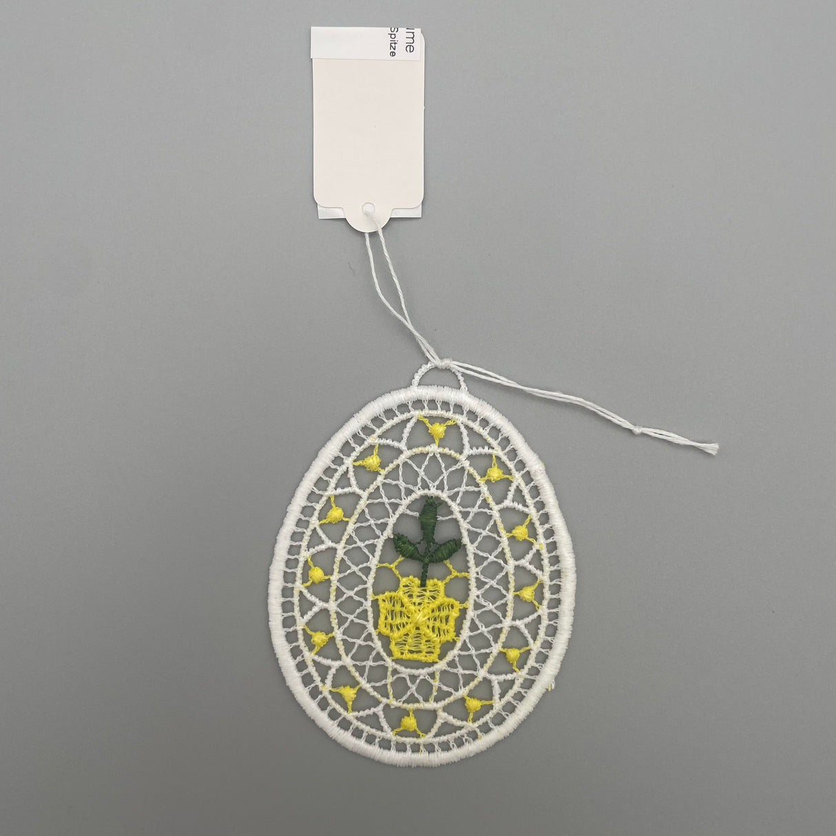 Plauener Spitze Fensterbild Ostern Osterei mit Blume gelb von Wimpelberg