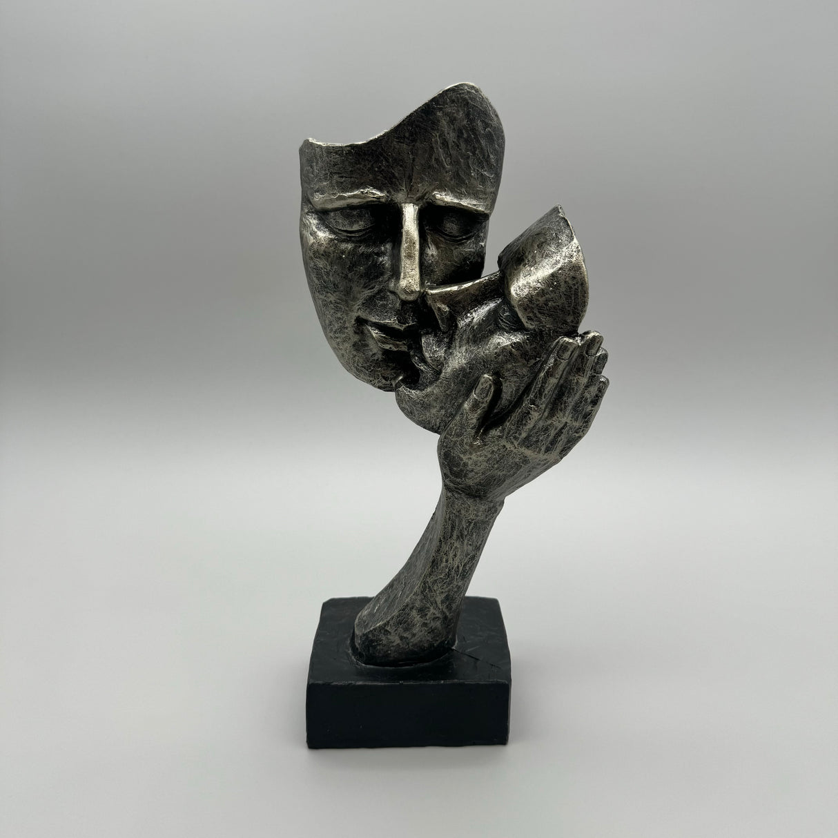 Antikfarbene Deko-Büste auf Sockel, 30 cm, Kunststein von Wimpelberg