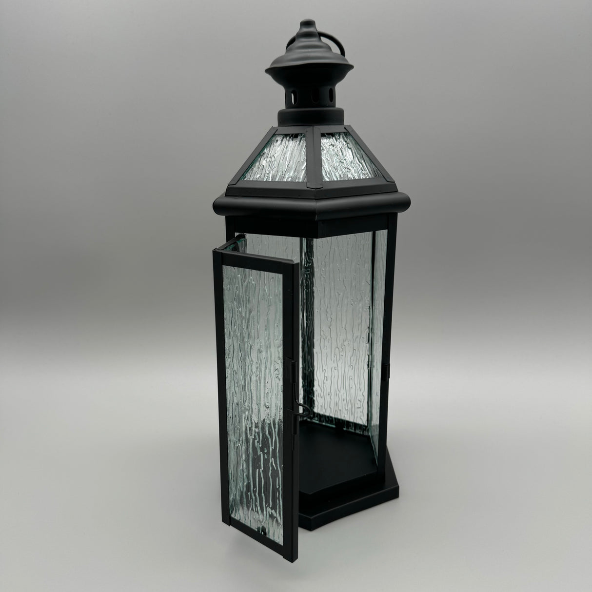 Laterne aus mattem, schwarzem Metall – 14x30cm und 17x38cm von Wimpelberg