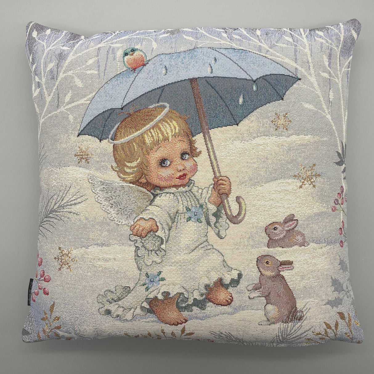 Kissenhülle Weihnachten 45x45 Gobelin – Engel mit Schirm, Weihnachten Kissenhülle von Wimpelberg