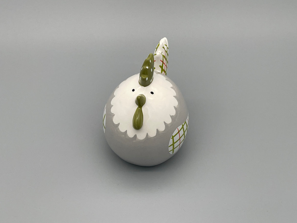 Keramik Huhn - handgemalt weiß-grau von Wimpelberg