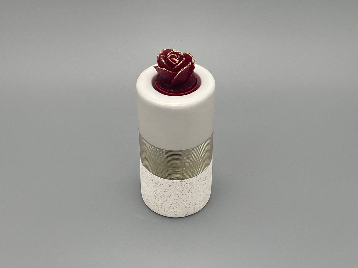 Teelichtlicht "Goldband" weiß-gold von Wimpelberg