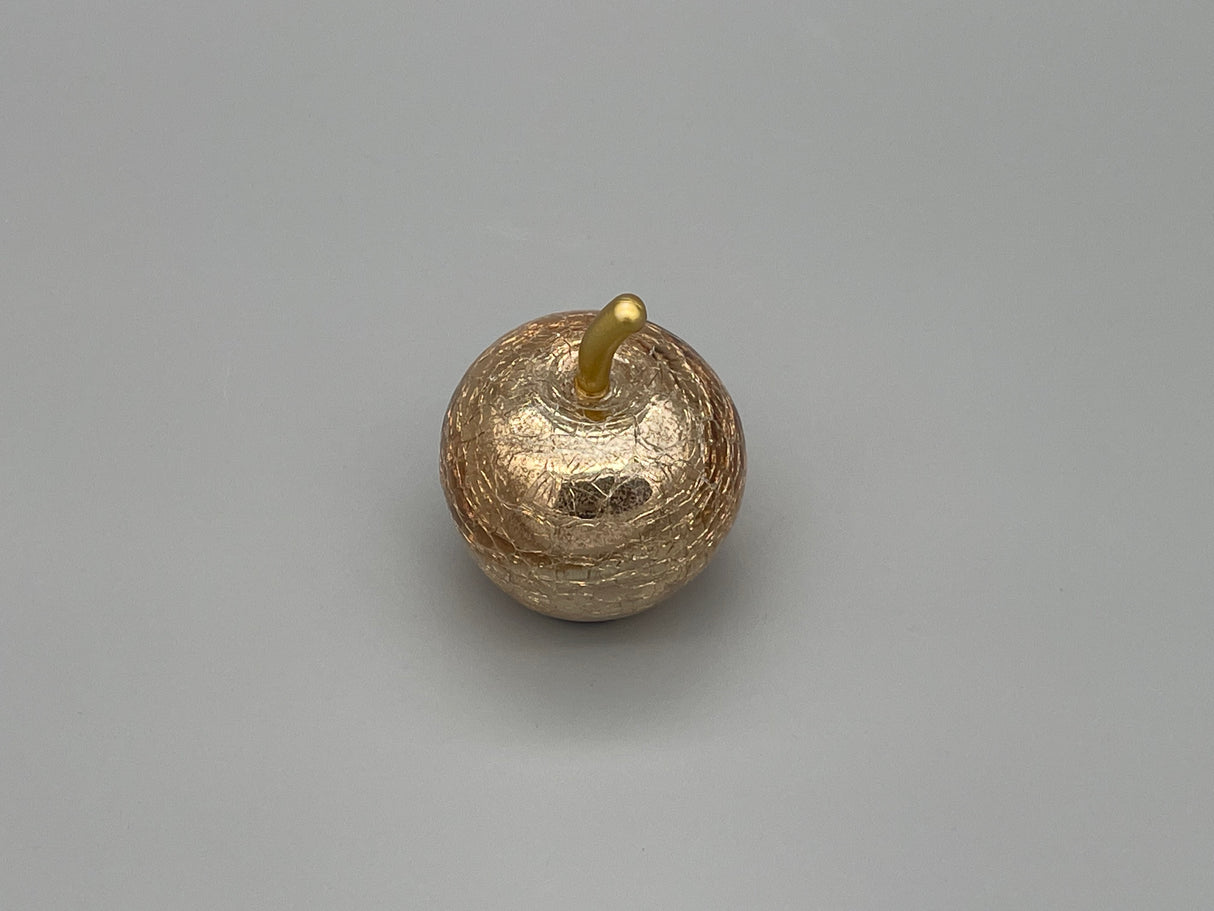 Apfel 9 cm mit LED+Timer - Glas hellgrün, gold, weiß gelb von Wimpelberg