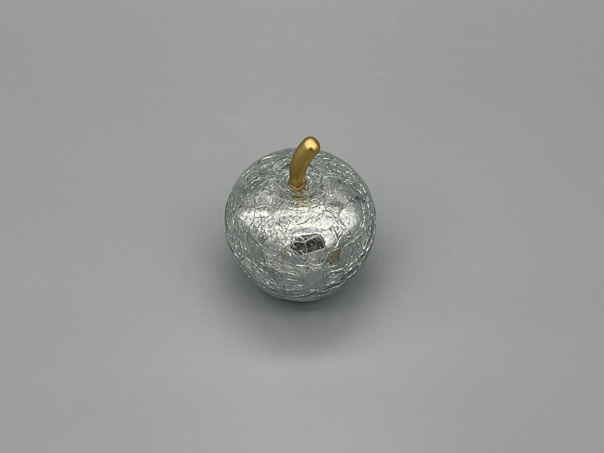 Apfel 9 cm mit LED+Timer - Glas hellgrün, gold, weiß weiß von Wimpelberg