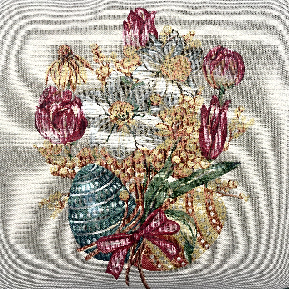 Kissenhülle Gobelin "Osterbouquet" 45x45cm | Osterkissen Deko von Wimpelberg