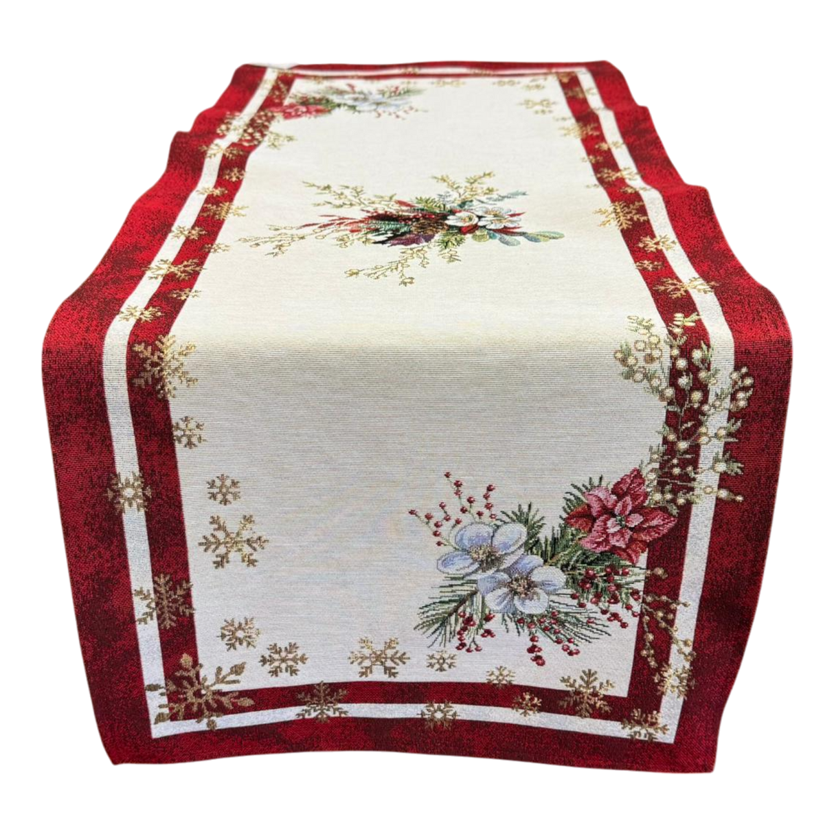 Weihnachtsläufer 38x100 cm mit zierlichem Gesteck | Weihnachtsdeko Tischdeko von Wimpelberg