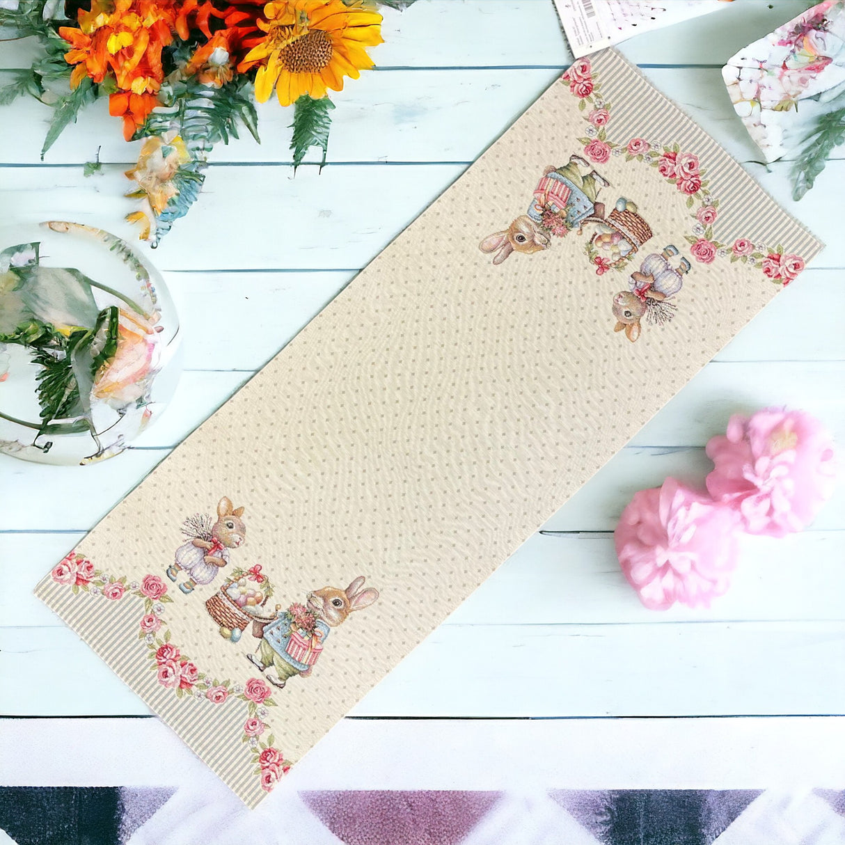 Läufer Gobelin "Ostergirlande" 38x100cm | Osterläufer als Tischdeko von Wimpelberg