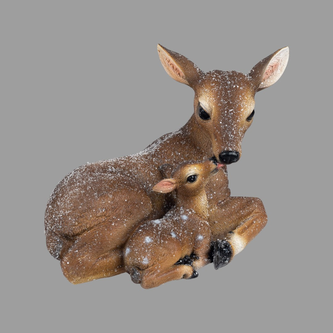Formano Dekofigur „Reh mit Kitz“ – 16 x 12 x 19 cm | Formano Winterdeko