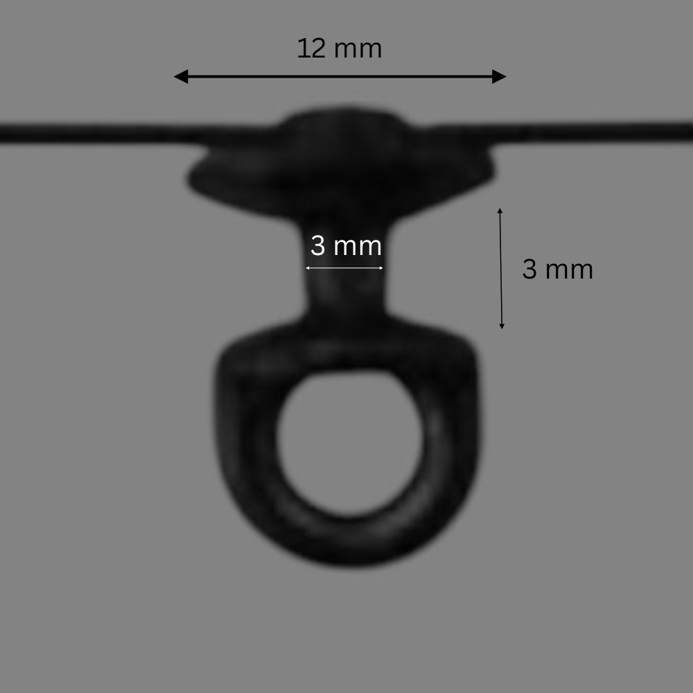 Kordel mit Drehgleiter, für Wellenband "Newave", d 12mm, Abstand 8cm, schwarz/ 2/05