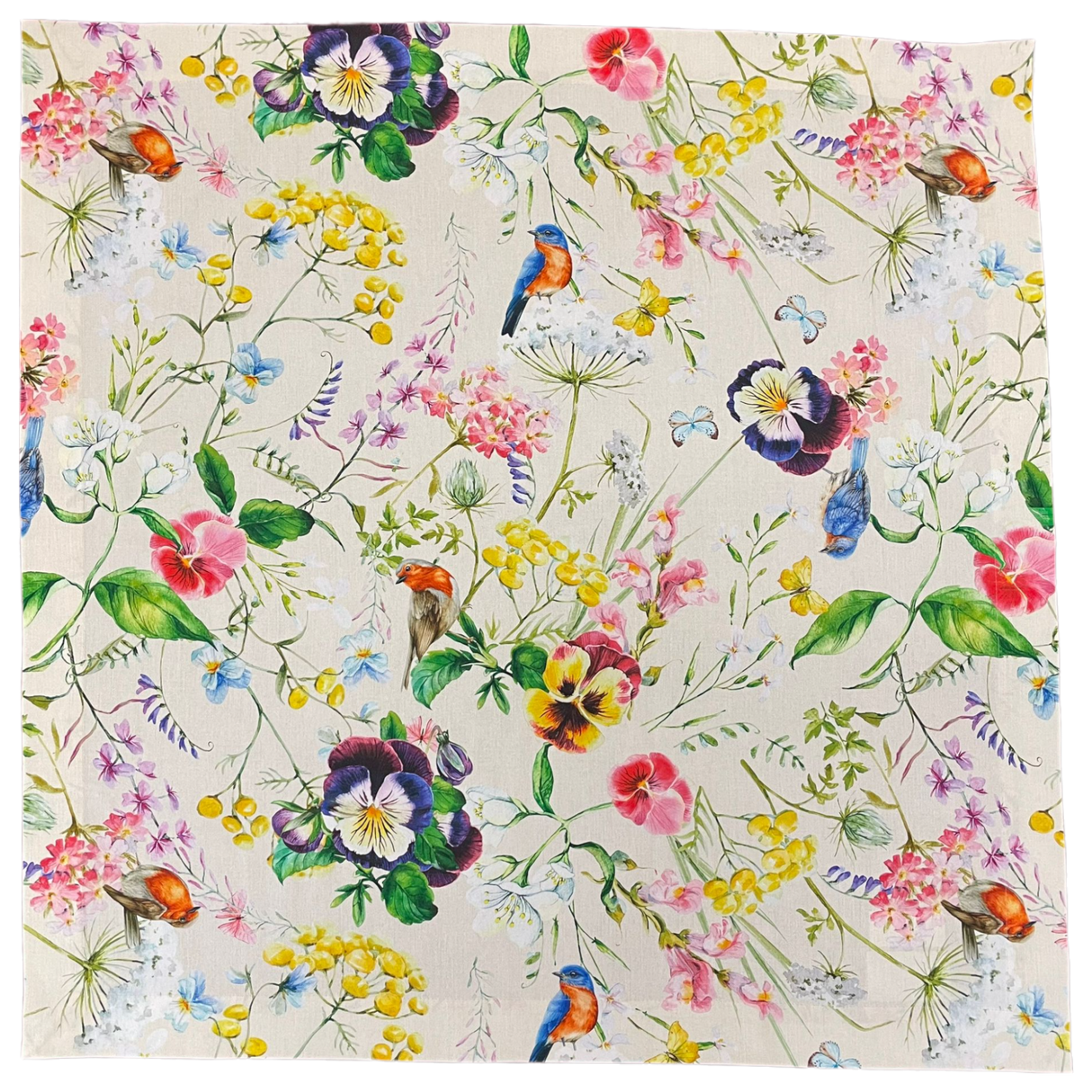 Decke 85x85cm "Gartenrotschwanz" | Tischdecke Frühling/Sommer von Wimpelberg