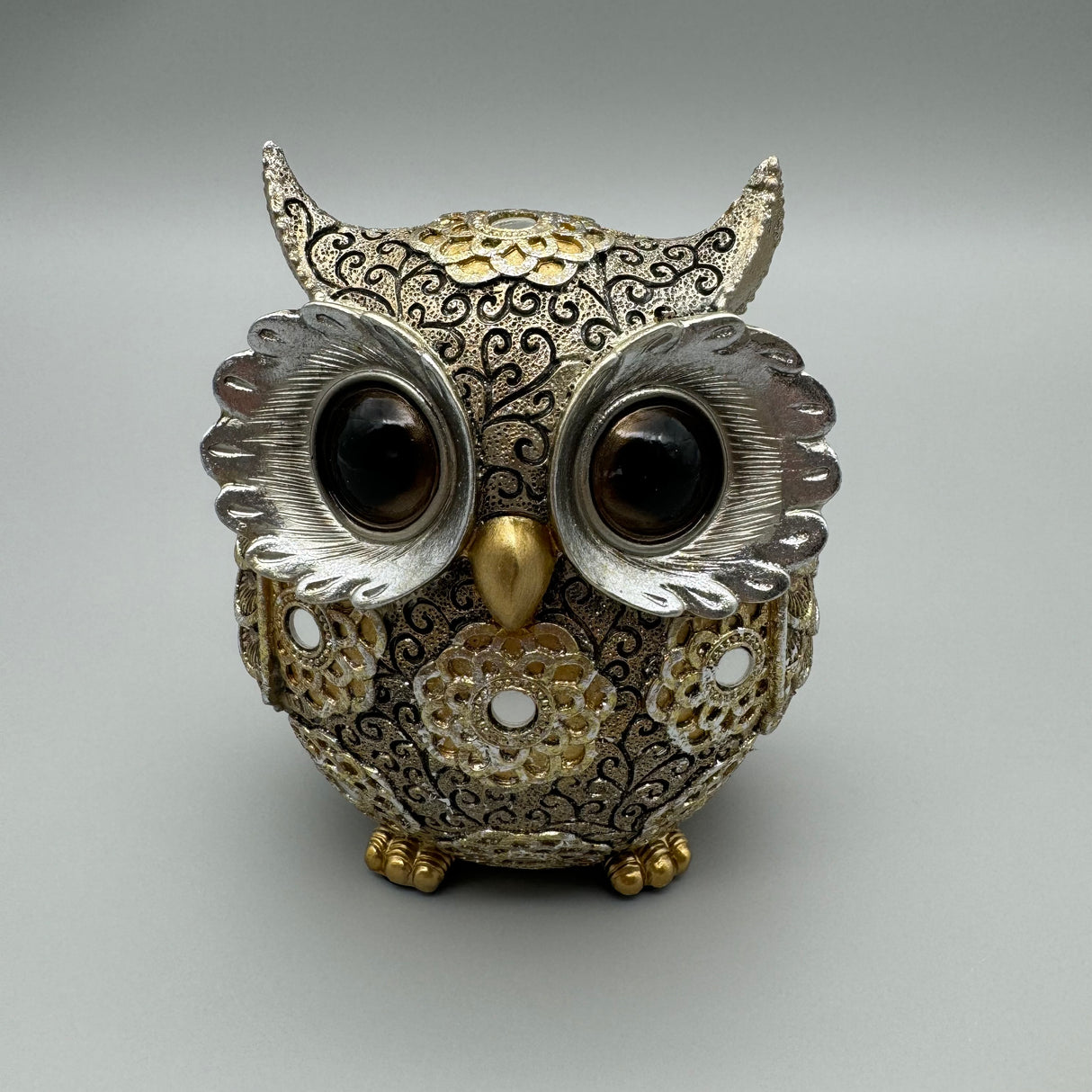 Dekofigur Eulenpaar ORNAMENTS – in Gold und Silber groß von Wimpelberg