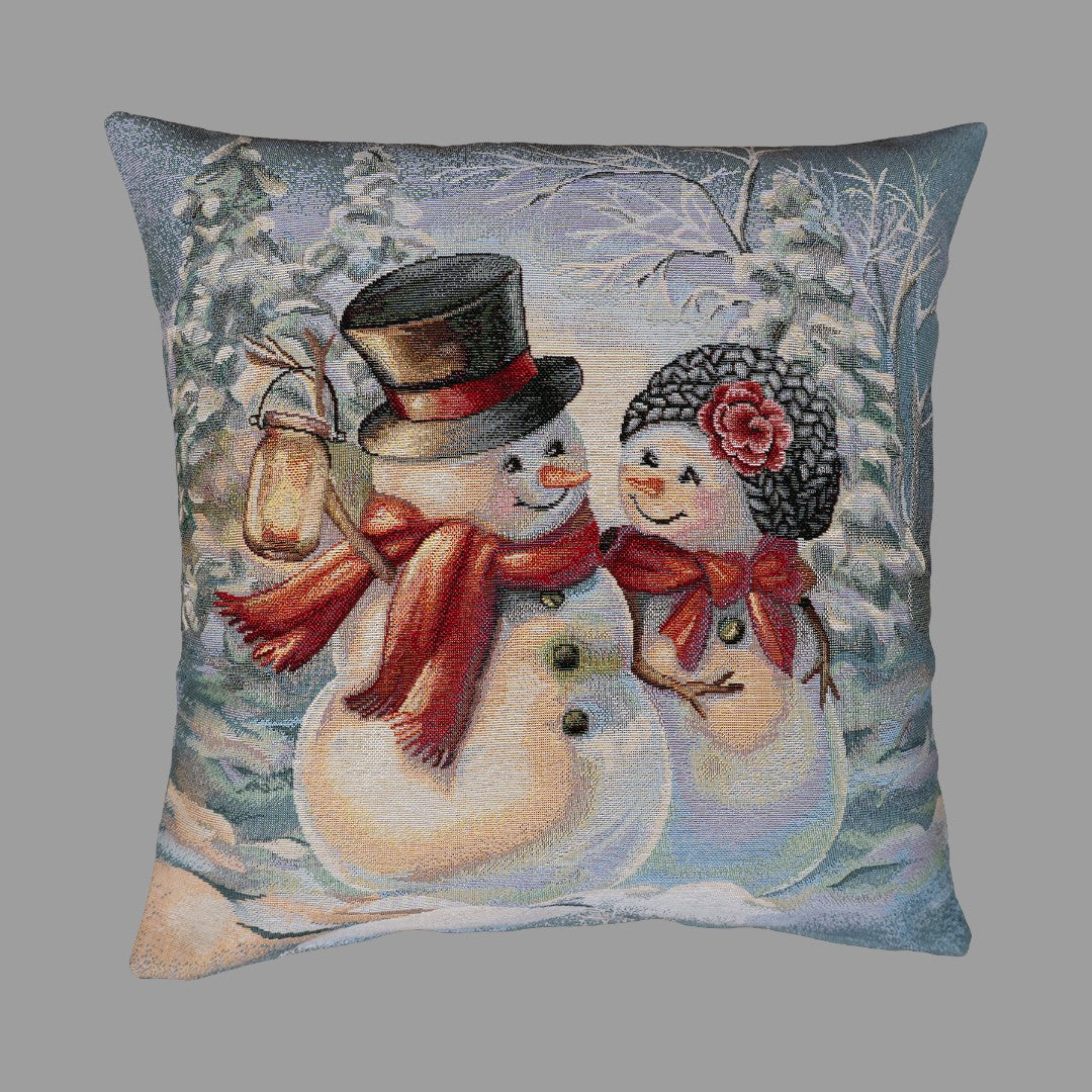 Kissenhülle Winter „Schneemannpärchen“ – 45x45 cm | Winterdeko