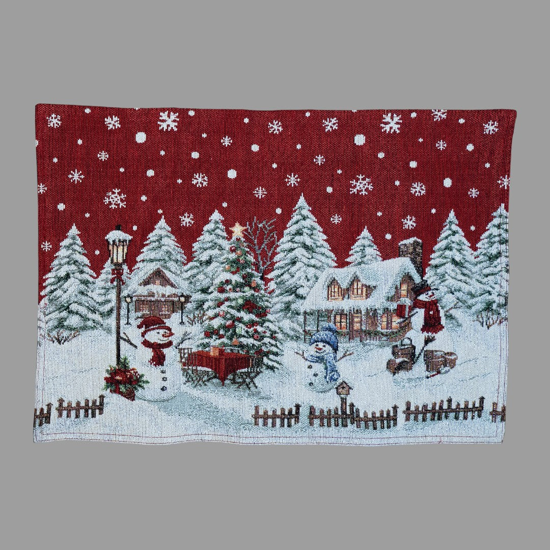 Platzset Winter „Winterlandschaft rot“ – 33x48 cm