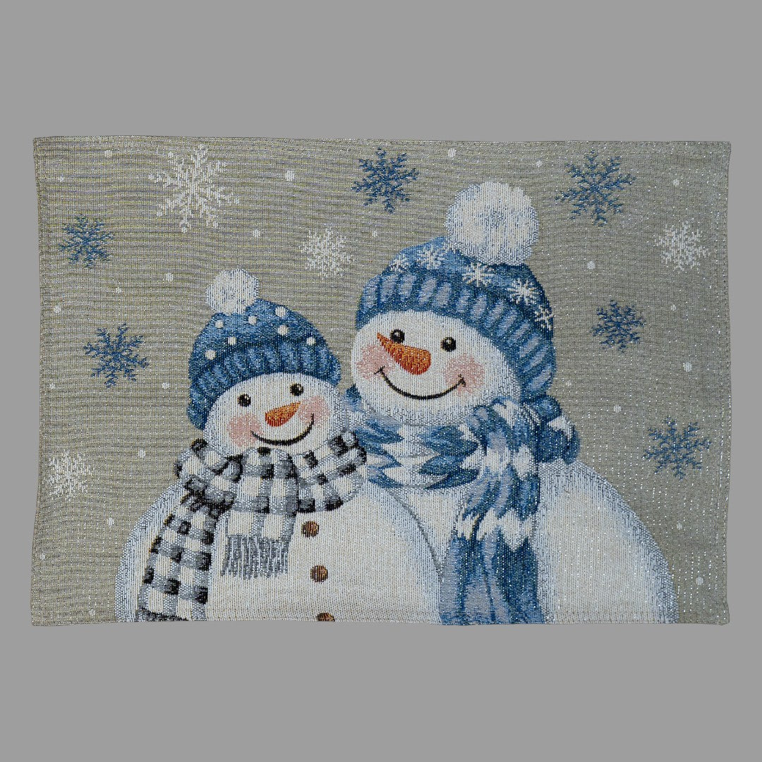 Platzset Winter „Schneemänner mit roter & blauer Mütze“ – 33x48 cm
