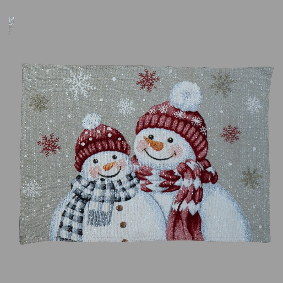 Platzset Winter „Schneemänner mit roter & blauer Mütze“ – 33x48 cm