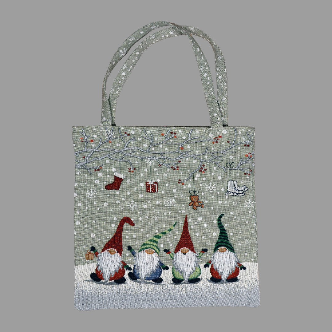 Shopper-Tasche Weihnachten „Wichtel mit Geschenkzweig“ – 45x45 cm