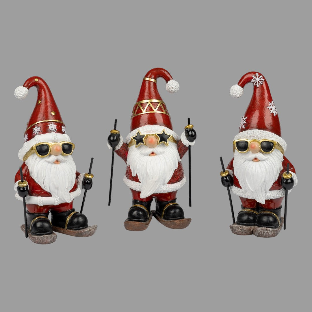 Dekofiguren „Weihnachtsmänner auf Ski“ – Weiß/Rot, Formano
