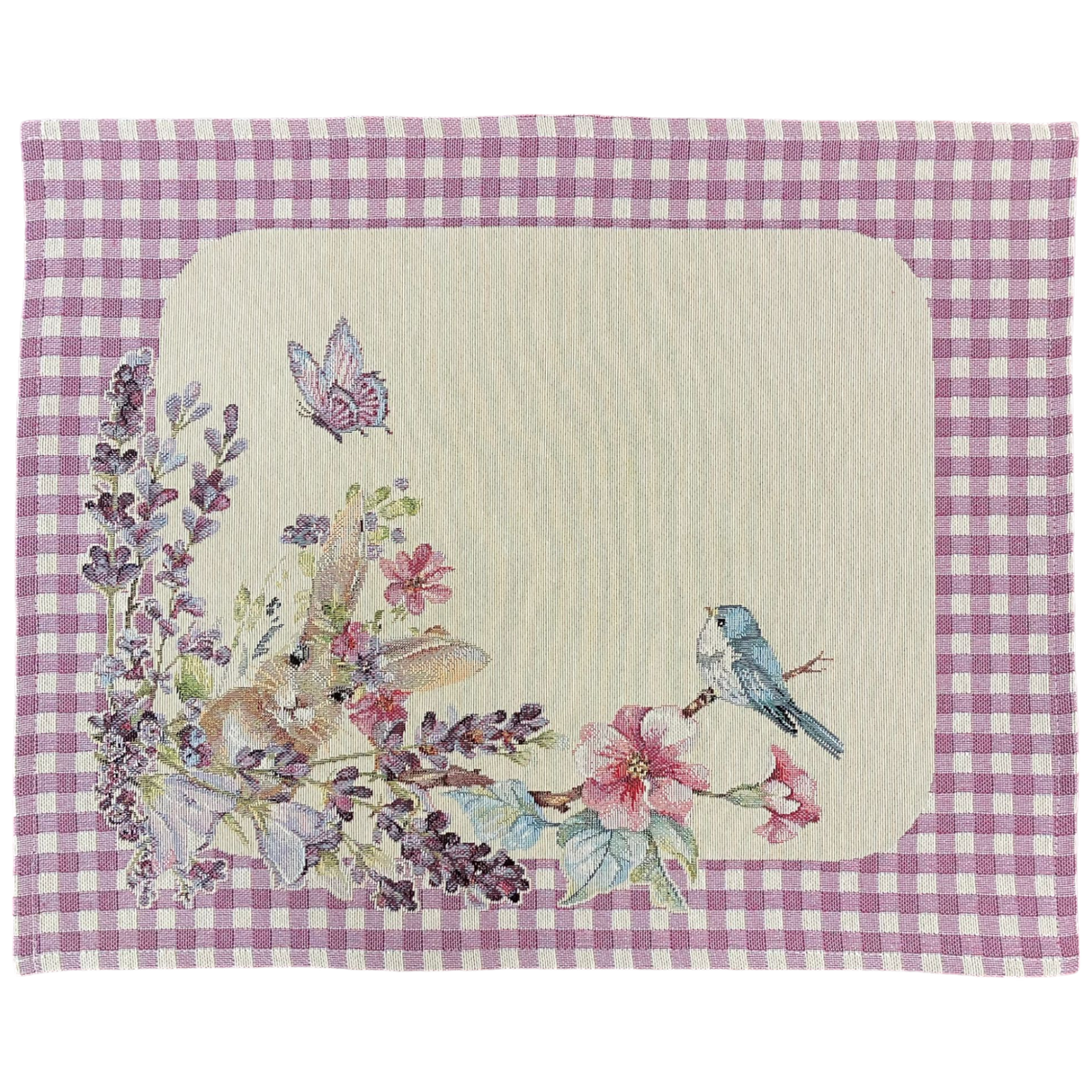 Decke Ostern Hase mit schmalem Saum Gobelin Hase lila | Tischdecke für Ostern 38x48cm von Wimpelberg