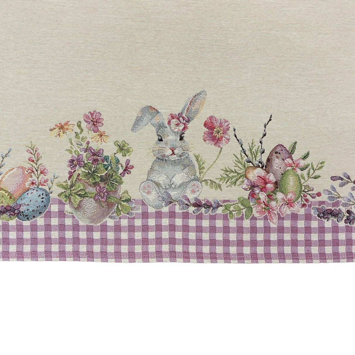 Decke Ostern Hase mit schmalem Saum Gobelin Hase lila | Tischdecke für Ostern von Wimpelberg