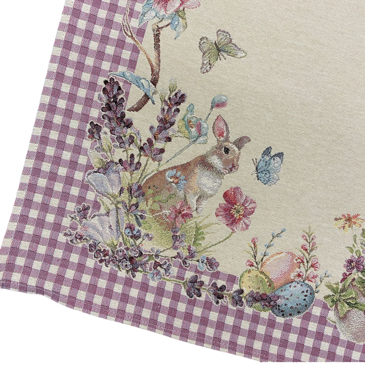Decke Ostern Hase mit schmalem Saum Gobelin Hase lila | Tischdecke für Ostern von Wimpelberg