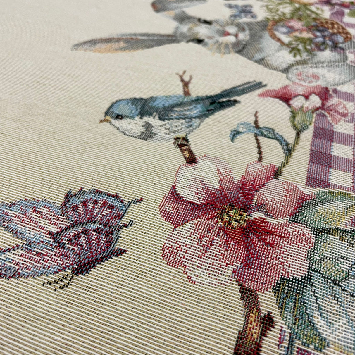 Decke Ostern Hase mit schmalem Saum Gobelin Hase lila | Tischdecke für Ostern von Wimpelberg