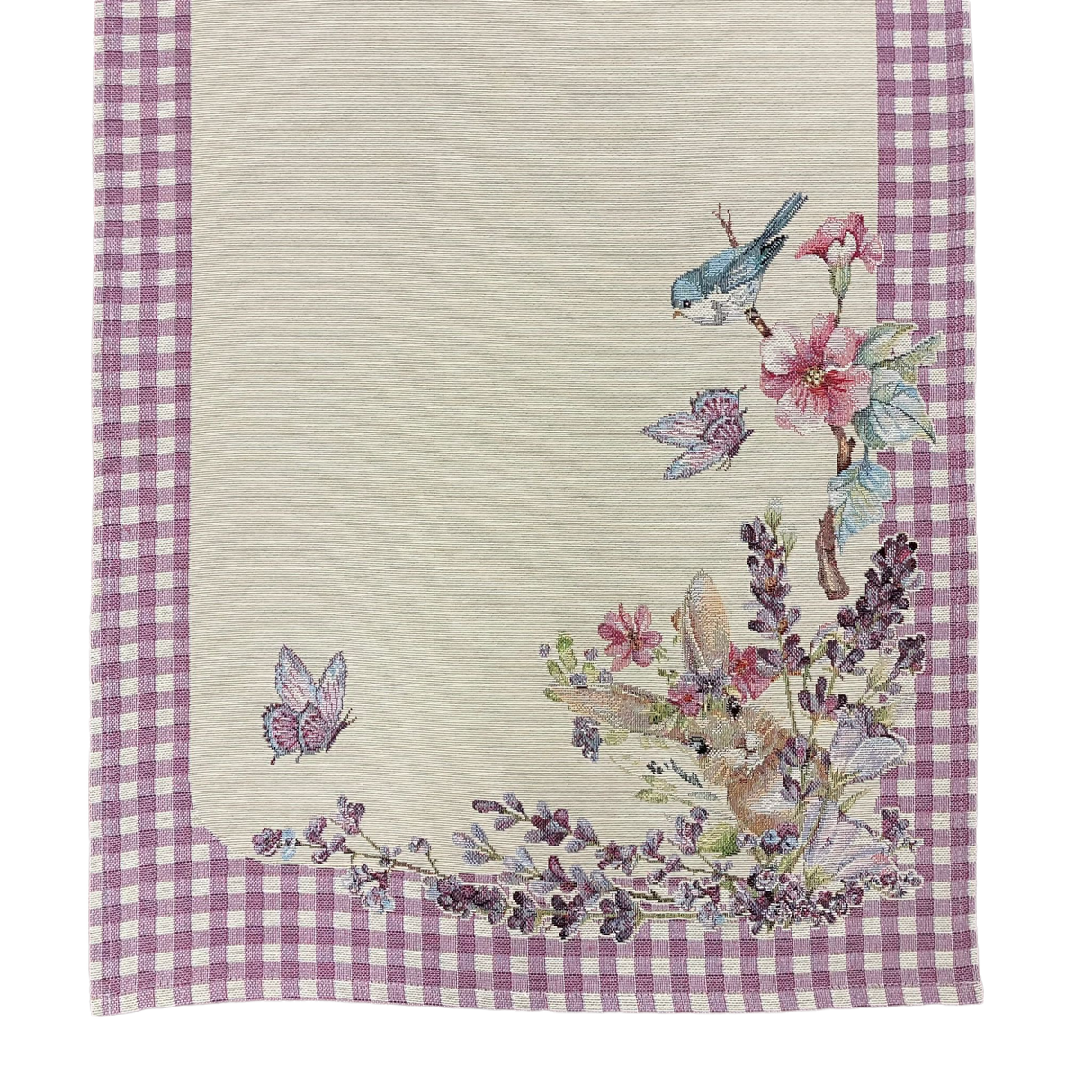 Läufer Ostern Frühling mit schmalem Saum Gobelin Hase lila | Tischläufer Ostern von Wimpelberg