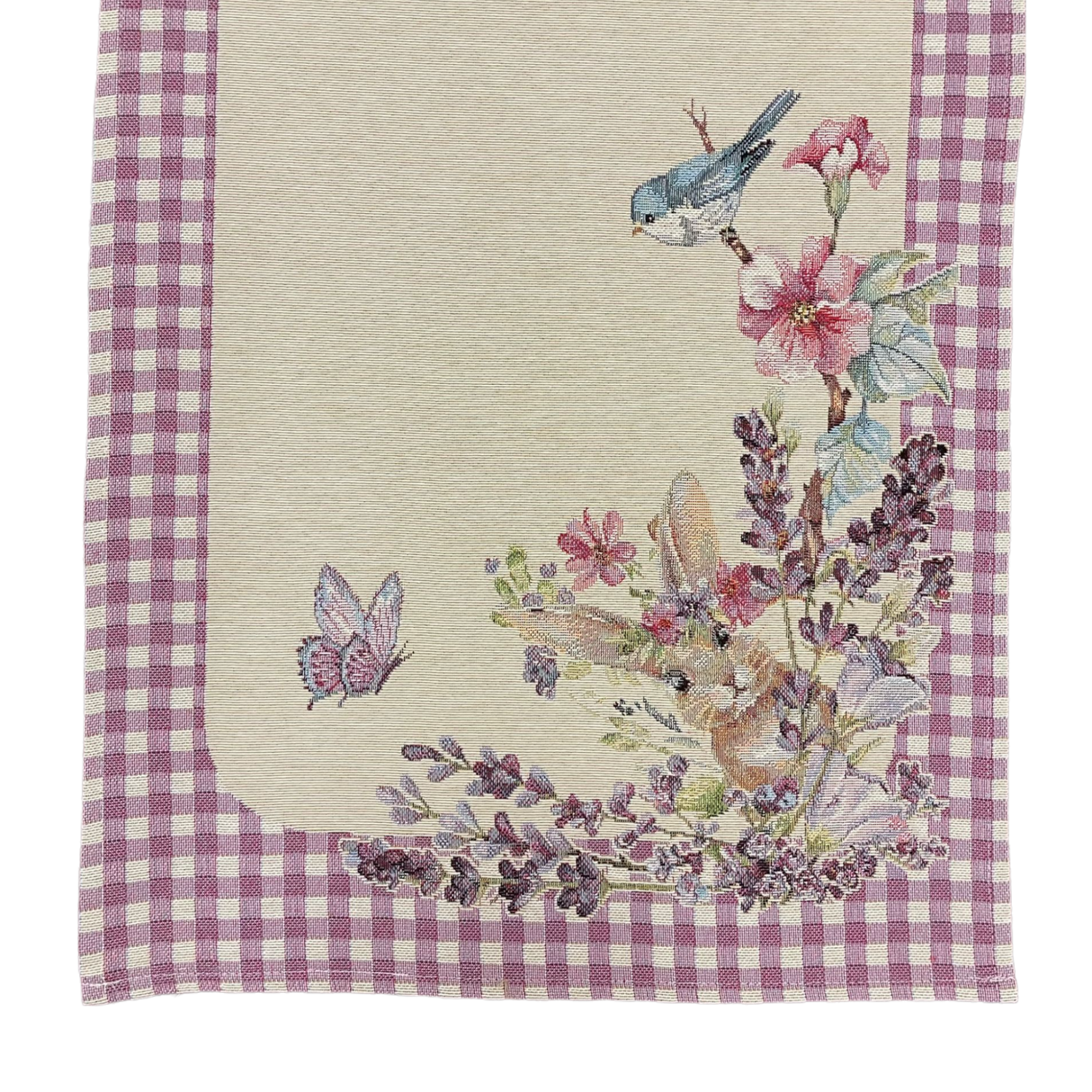 Läufer Ostern Frühling mit schmalem Saum Gobelin Hase lila | Tischläufer Ostern von Wimpelberg