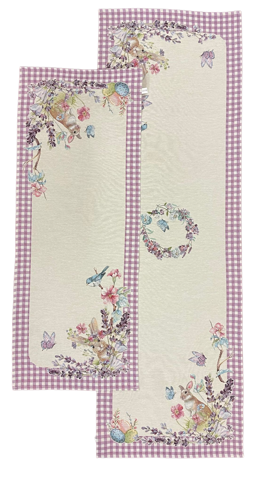 Läufer Ostern Frühling mit schmalem Saum Gobelin Hase lila | Tischläufer Ostern von Wimpelberg