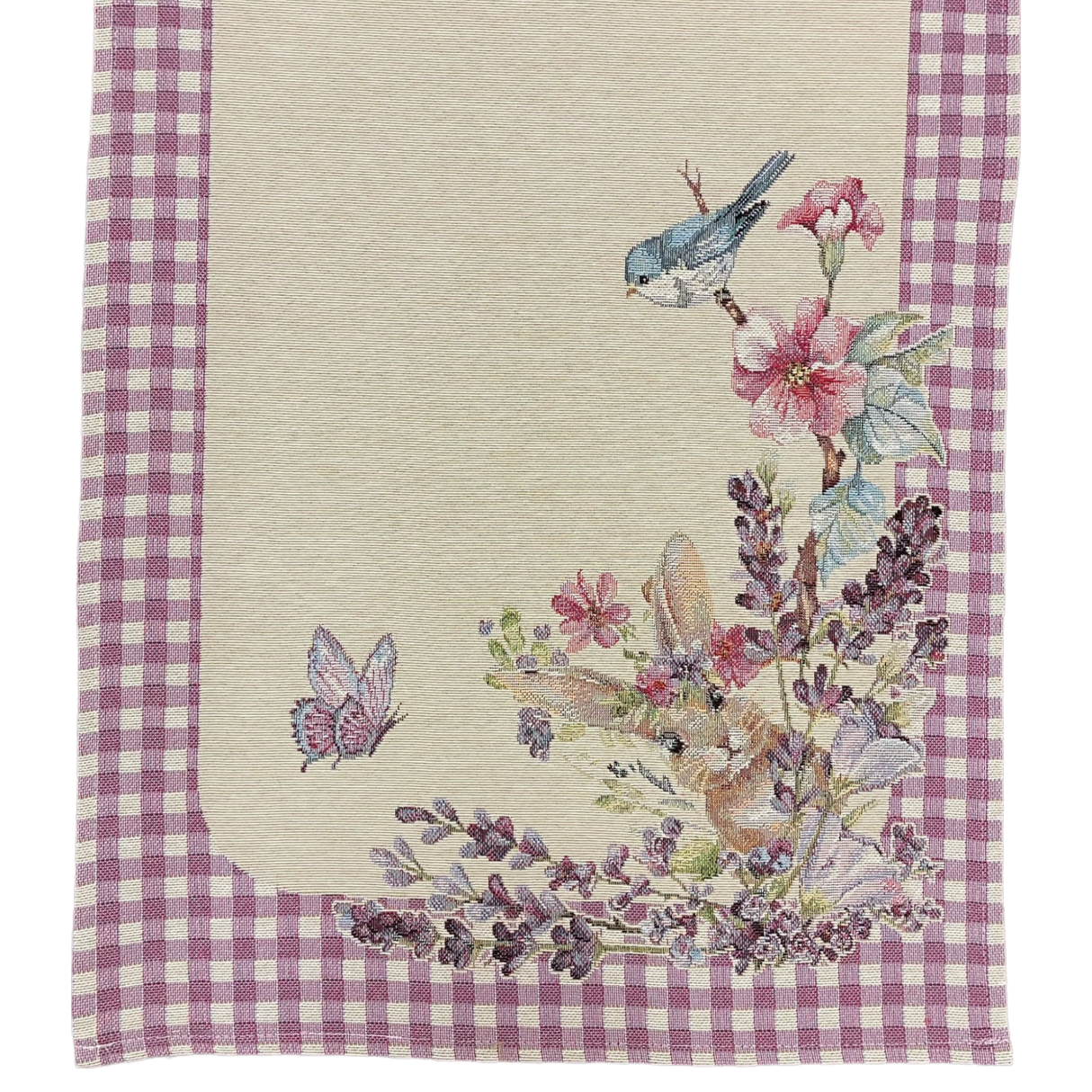 Läufer Ostern Frühling mit schmalem Saum Gobelin Hase lila | Tischläufer Ostern von Wimpelberg