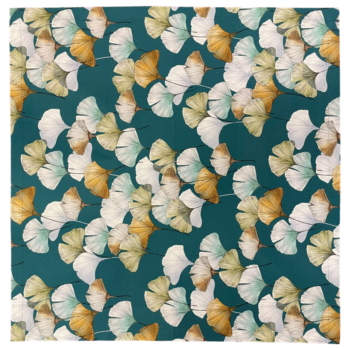 Decke 85x85 cm Ginkgo – Petrol, 100% Baumwolle | Sommerdeko von Wimpelberg