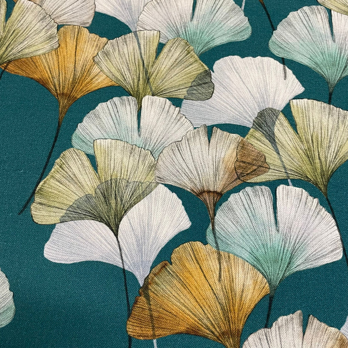 Decke 85x85 cm Ginkgo – Petrol, 100% Baumwolle | Sommerdeko von Wimpelberg