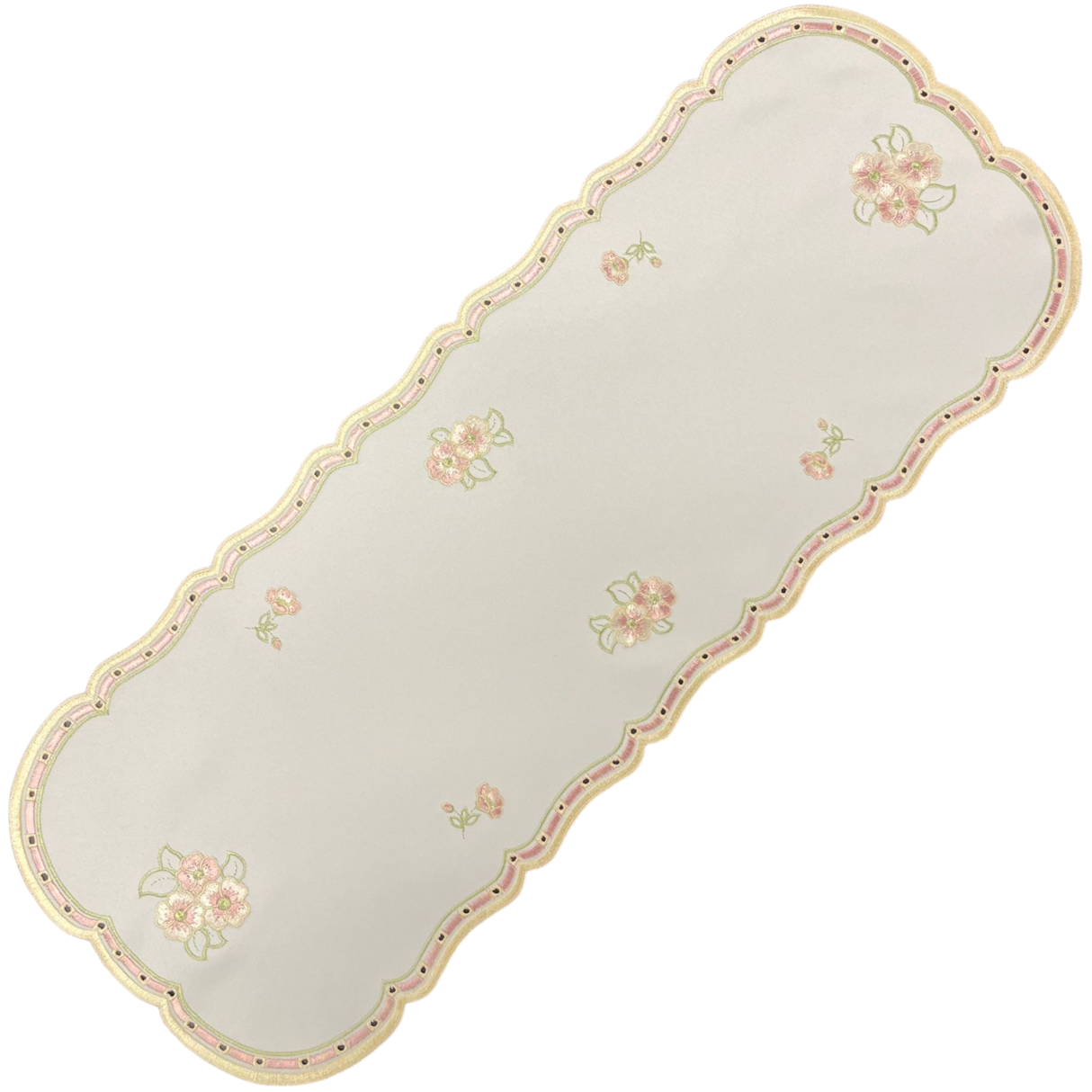 Tischläufer Plauener Spitze oval Satin 26x70cm Blumen | Läufer von Wimpelberg