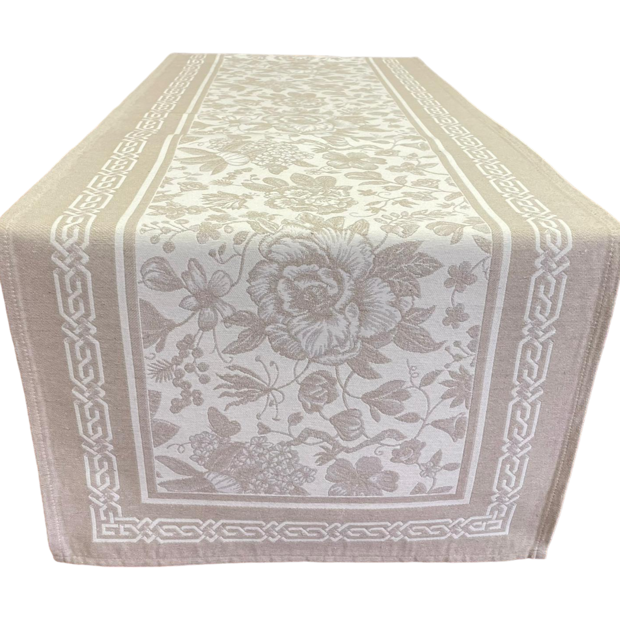 Läufer Gobelin "jara beige" 40x100cm, 45x140cm mit schmalem Saum | Tischläufer von Wimpelberg