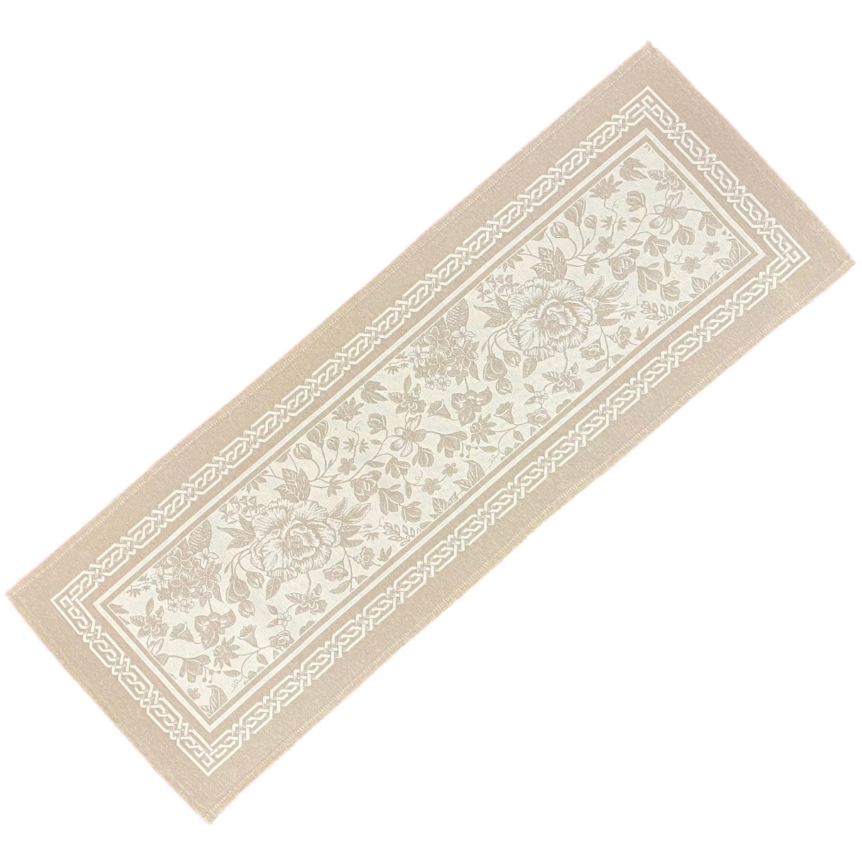 Läufer Gobelin "jara beige" 40x100cm, 45x140cm mit schmalem Saum | Tischläufer 40x100cm von Wimpelberg