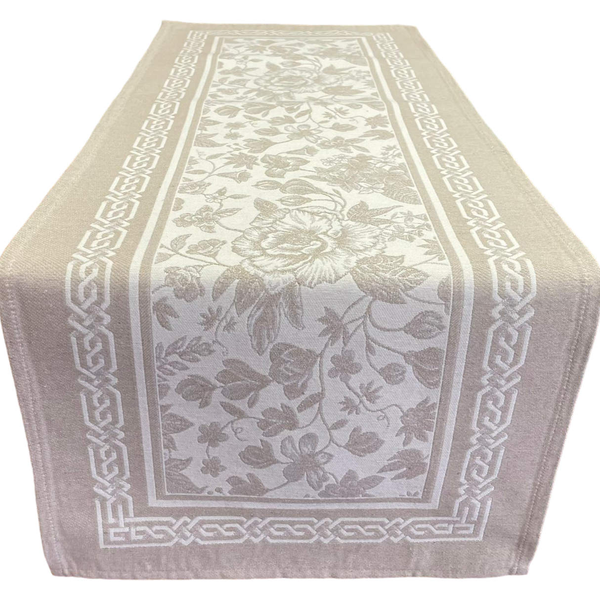 Läufer Gobelin "jara beige" 40x100cm, 45x140cm mit schmalem Saum | Tischläufer von Wimpelberg