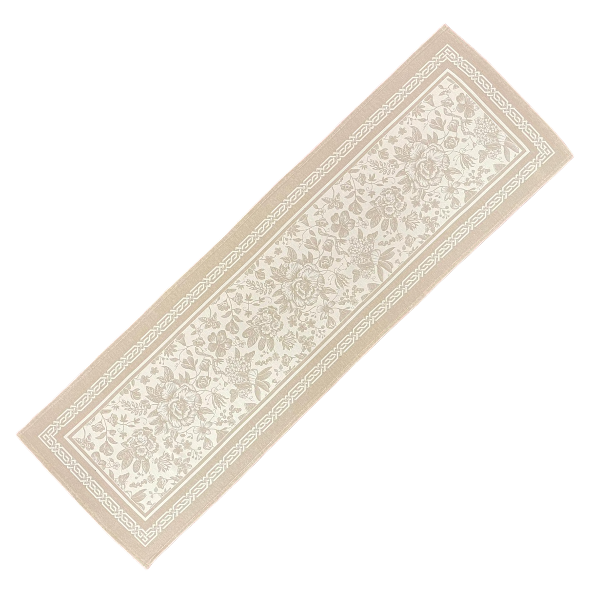 Läufer Gobelin "jara beige" 40x100cm, 45x140cm mit schmalem Saum | Tischläufer 45x140cm von Wimpelberg