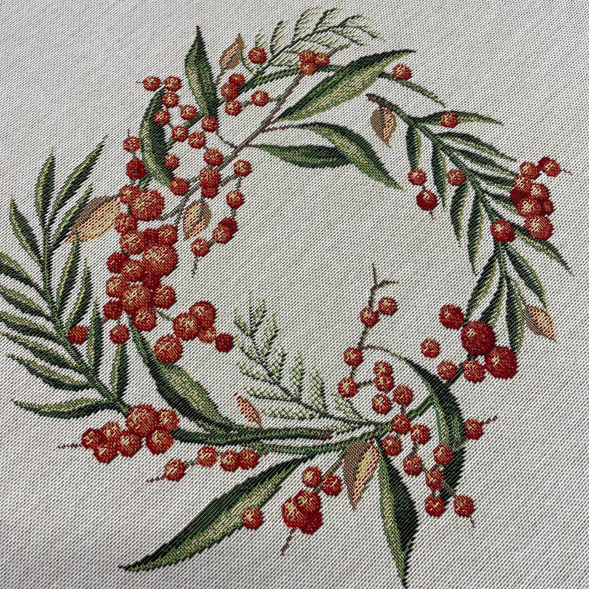 Decke Gobelin "Sanddorn" 100x100cm mit schmalem Saum | Tischdecke Herbst von Wimpelberg