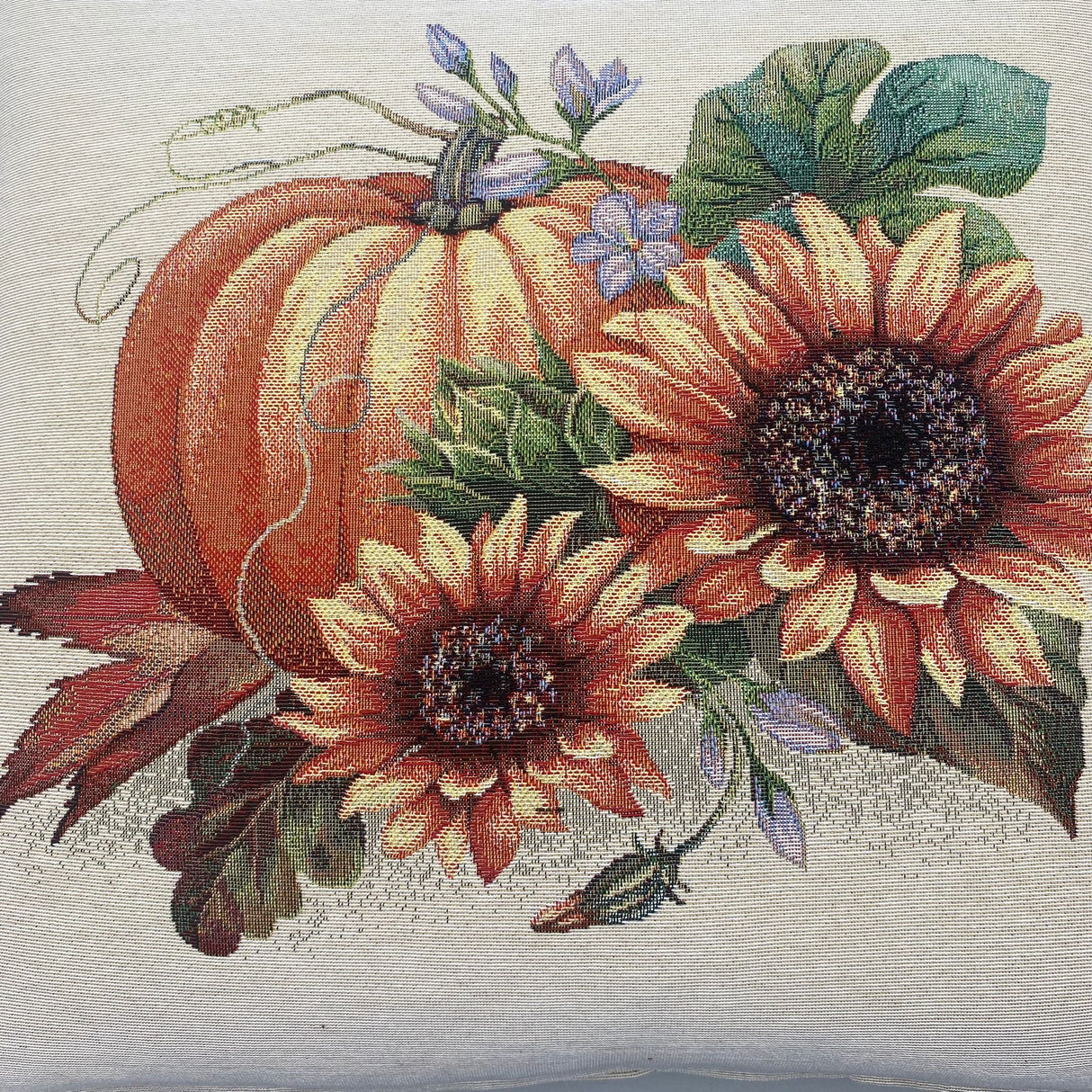 Kissenhülle 45x45 cm mit Kürbis- und Sonnenblumen-Motiv – Herbst Kissenhülle von Wimpelberg